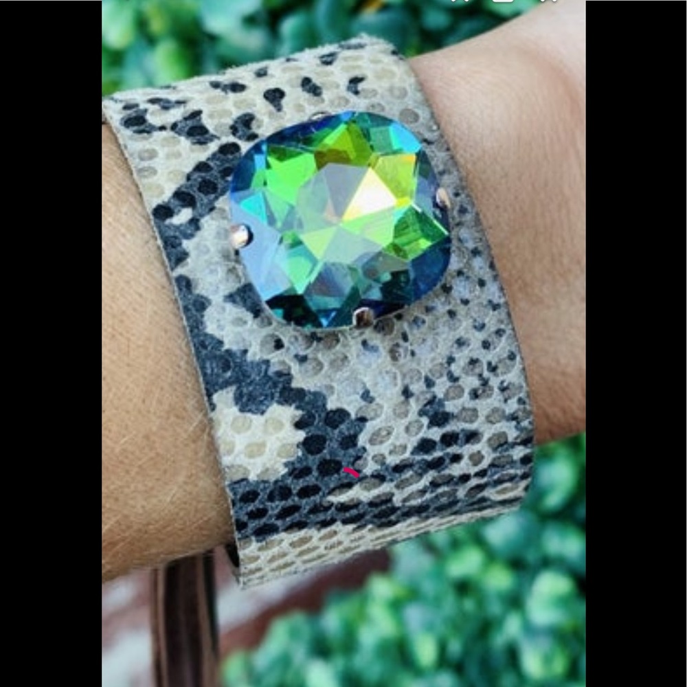 Leather and rhinestone adjustable bracelet. NWOT.